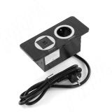 DESK открытый блок розеток,  188*80 мм, 1 розетка, 1 USB, 1 USB Type-C, быстрая зарядка, черный