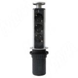 Выдвижной блок розеток, d=60 мм, 3 розетки, серебро PU6030