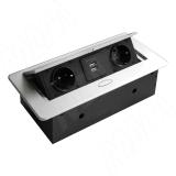 Выдвижной блок розеток, 265*118 мм, 2 розетки, 2 USB, серебро RBS-2S-2USB-SL