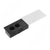 SLIDE блок розеток со сдвижной крышкой, 190*100 мм, 2 розетки, 1 USB, 1 USB Type-C,  быстрая зарядка, серебро