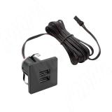 USB-розетка, врезная, квадратная, 2 USB, черный USB-2S-Q-BL