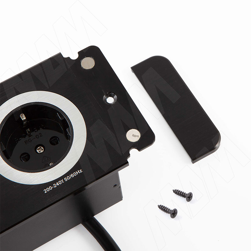 DESK открытый блок розеток, 254*80 мм, 2 розетки, 1 USB, 1 USB Type-C, быстрая зарядка, черный фото товара 2 - DS-S-2S1A1C-F-BL