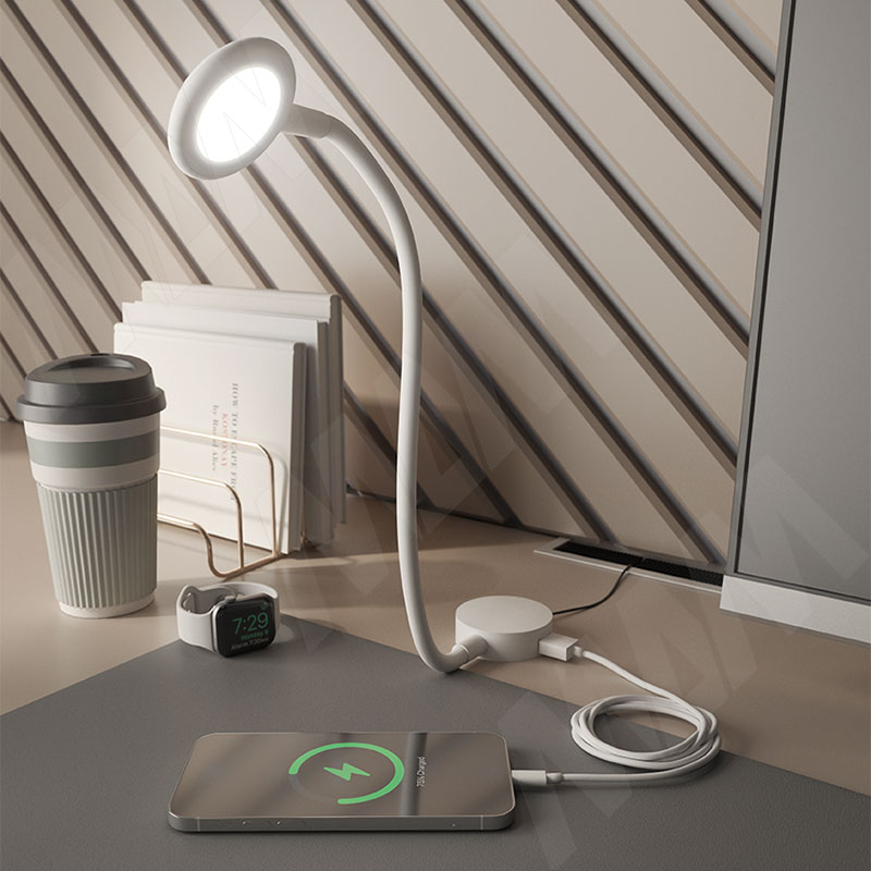 FLEX Светодиодный светильник на гибкой ножке с сенсорным выключателем, 1 USB, 1 USB Type-C, белый, 12V, нейтральный белый 4000К, 1,7W фото товара 6 - FX12-1A1C-TS-WT-NW2