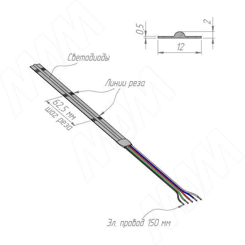 LUX, COB лента светодиодная, RGBW, 896 диодов, 24V, 5 м, CRI 90, RGB и нейтральный белый 4000К, IP20, 16W/1м фото товара 3 - LS24-COB-RGBW-NW-16