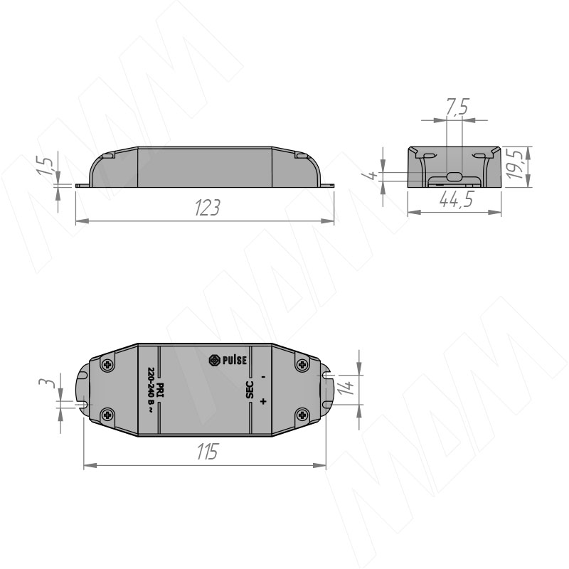 Блок питания AC-230/DC-24V, IP20, 30W фото товара 2 - LSA-PS24V-IP31-30W