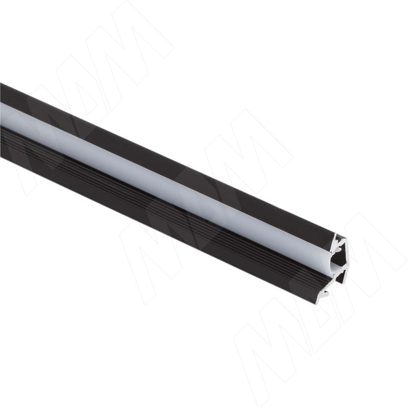 Профиль FM10, врезной угловой узкий, для ленты с основанием 5мм, черный, 15х8,5мм, L-2000 фото товара 2 - LSP-FM10-ALU-2000-BL