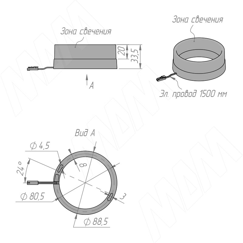 PRISM Светодиодный светильник точечный круглый, серый, 12V, нейтральный белый 4000К, 3.5W фото товара 3 - PR12-RNO-90-GR-NW4