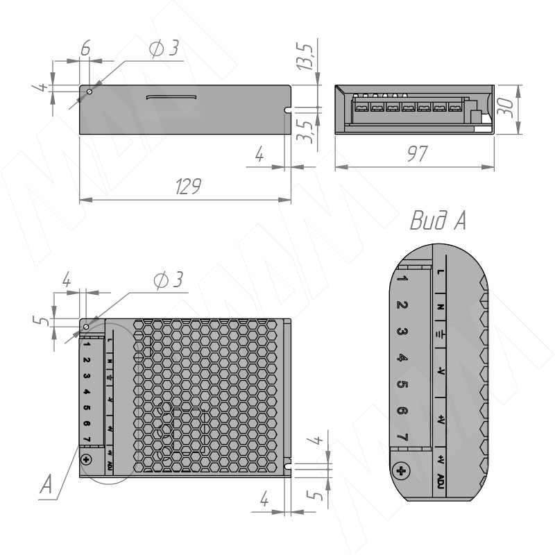 

STANDART Блок питания AC-230/DC-24V, ультратонкий, IP20, 100W (PS24-IP20-ST-U-100W), STANDART Блок питания AC-230/DC-24V, ультратонкий, IP20, 100W