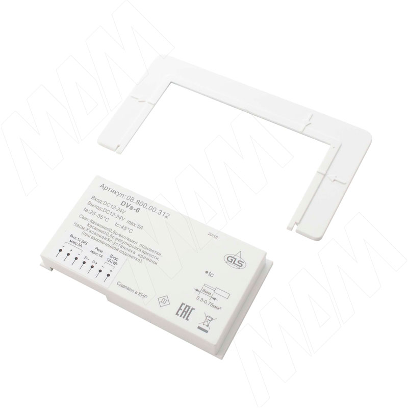 Выключатель сенсорный диммируемый, для зеркала, 1 кнопка, часы, 12/24V, 60/120W фото товара 3 - SW1-TS-MR-CL-1