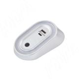 AURA Светильник овальный с выключателем на взмах, диммируемый, USB, серебро, 12V, 2,5W AU12-MSUSB-MCR-NW3, фото 1