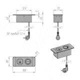 DESK открытый блок розеток, 188*80 мм, 1 розетка, 1 USB, 1 USB Type-C, быстрая зарядка, серебро DS-S-1S1A1C-F-AL, фото 3