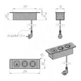 DESK открытый блок розеток, 254*80 мм, 2 розетки, 1 USB, 1 USB Type-C, быстрая зарядка, черный DS-S-2S1A1C-F-BL, фото 4