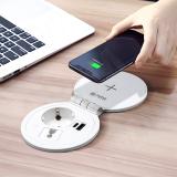 FLIP R блок розеток с откидной крышкой,  d=105 мм, 1 розетка, 1 USB, 1 USB Type-C,  быстрая зарядка, беспроводная зарядка, белый FU-80-1S1A1C-FWH-WH, фото 3