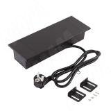 FLIP LUX блок розеток с откидной крышкой, 280*103 мм, 2 розетки, 1 USB, 1 USB Type-C, быстрая зарядка, черный FU-S-2S1A1C-F-BL, фото 1