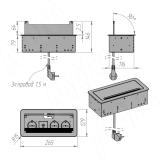 Блок розеток с откидной крышкой, 265*129 мм, 3 розетки, 1 USB, 1 USB Type-C, быстрая зарядка, серебро FU-S-3S1A1C-F-AL, фото 4