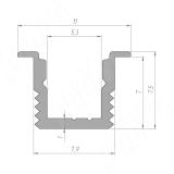 Профиль FM8, врезной узкий, для ленты с основанием 5мм, белый матовый, 11х7,5мм, L-2000 LSP-FM8-ALU-2000-WHM, фото 3