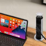 POST  выдвижной блок розеток, d=60 мм, 3 розетки, серебро PO-60-3S-AL, фото 3