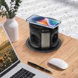 PUFF выдвижной блок розеток, d=122 мм, 4 розетки, 2 USB, 2 USB Type-C, быстрая зарядка, беспроводная зарядка, черный PU-120-4S2A2C-FW-BL, фото 3