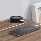 PUFF mini выдвижной блок розеток, d=60 мм, 1 USB, 1 USB Type-C, 12V беспроводная зарядка, 15W, черный PU-60-1A1C-W-BL, фото 2