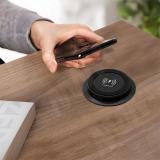 PUFF mini выдвижной блок розеток, d=60 мм, 1 USB, 1 USB Type-C, 12V беспроводная зарядка, 15W, черный PU-60-1A1C-W-BL, фото 3