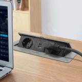 POP-UP выдвижной блок розеток, 265*118 мм, 2 розетки, 1 USB, 1 USB Type-C, быстрая зарядка, графит PU-S-2S1A1C-F-GR, фото 2