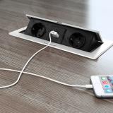 POP-UP выдвижной блок розеток, 265*118 мм, 2 розетки, 1 USB, 1 USB Type-C, быстрая зарядка, белый PU-S-2S1A1C-F-WH, фото 2