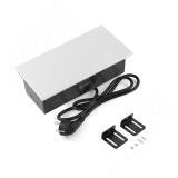 SLIDE блок розеток со сдвижной крышкой, 190*100 мм, 2 розетки, 1 USB, 1 USB Type-C, быстрая зарядка, серебро SLS-S-2S1A1C-F-AL, фото 1