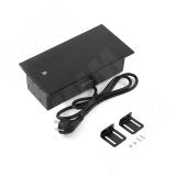 SLIDE блок розеток со сдвижной крышкой, 190*100 мм, 2 розетки, 1 USB, 1 USB Type-C, быстрая зарядка, черный SLS-S-2S1A1C-F-BL, фото 1