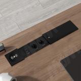 SLIDE блок розеток со сдвижной крышкой, 350*100 мм, 2 розетки, 1 USB, 1 USB Type-C, быстрая зарядка, беспроводная зарядка, черный SLS-S-2S1A1C-FW-BL, фото 3