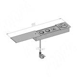 SLIDE блок розеток со сдвижной крышкой, 350*100 мм, 2 розетки, 1 USB, 1 USB Type-C, быстрая зарядка, беспроводная зарядка, черный SLS-S-2S1A1C-FW-BL, фото 6