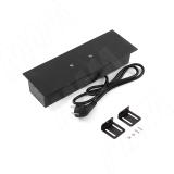 SLIDE блок розеток с раздвижными крышками, 280х72 мм, 3 розетки, 1 USB, 1 USB Type-C, быстрая зарядка, черный SLS-S-3S1A1C-F2-BL, фото 1