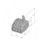 Клемма 222 с рычажком, 3 порта, для провода 0.5-4.0 кв.мм, ток 16А TE-222-X3-1, фото 1