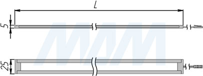 Размеры светодиодного светильника FINO с сенсорным выключателем для подсветки под корпусом (артикул FI12...TS)