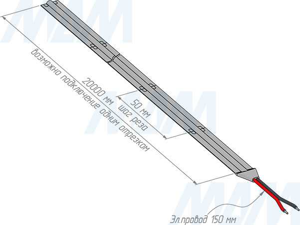 Монтаж и резка светодиодной ленты LUX, COB, 360 диодов, 24V, длинное соединение, CRI 90, IP20, 7W/1м (артикул LS24-COB 7-LR)