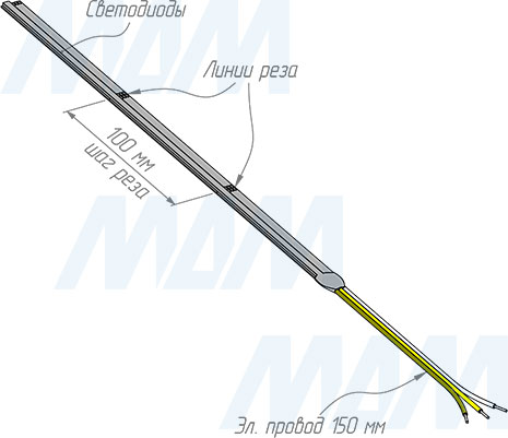 Монтаж и резка бегущей светодиодной ленты LUX, COB SPI бокового свечения, 560 диодов, 24V, CRI 90, IP20, 8W/1м (артикул LS24-COB-SPISVCCT-8)