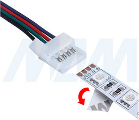 Установка коннектора STANDART для соединения двух отрезков ленты RGB между собой (артикул LSA-10R4-ST-SS-15), фото 1