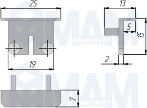 Размеры заглушки для профиля SPLITTY (артикул LSPA-SPLI-CAP)