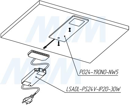 Монтаж накладного cветодиодного светильника POLAR (артикул PO24-190NO)