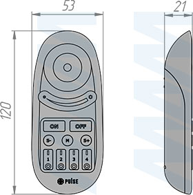 Размеры пульта дистанционного управления контроллером SMART для RGB, RGBW, RGBCCT ленты, сенсорный, 4 зоны, 2.4 ГГц (артикул RE-RGBW-R-4Z-WH)