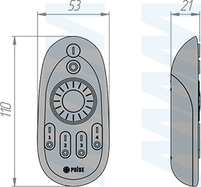 Размеры пульта дистанционного управления контроллером SMART для монохромной или CCT ленты, с вращающимся колесом, 4 зоны, 2.4 ГГц (артикул RE-S-CCT-R-4Z-WH)