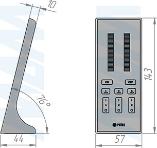 Размеры пульта дистанционного управления контроллером SMART для светодиодной ленты CCT, сенсорный, вертикальный, 3 зоны, 2.4 ГГц (артикул RE-TT-CCT-R-3Z-BL)