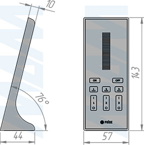 Размеры пульта дистанционного управления контроллером SMART для монохромной светодиодной ленты, сенсорный, вертикальный, 3 зоны, 2.4 ГГц (артикул RE-TT-S-R-3Z-BL)