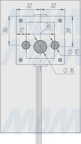 Исполнение сенсорного окна в амальгаме зеркала для установки диммируемого выключателя для зеркала на взмах, 1 кнопка, 24В (артикул SW1-MR-MS-D)