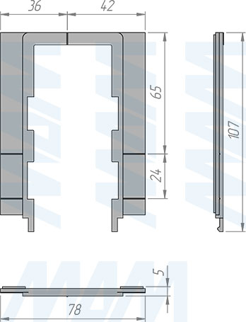 Размеры сенсорного диммируемого выключателя для зеркала, обогрев, для ленты CCT, электронные часы, 2 кнопки, 12/24В (артикул SW1-MR-TS-D-W-CCT-C), чертёж 2