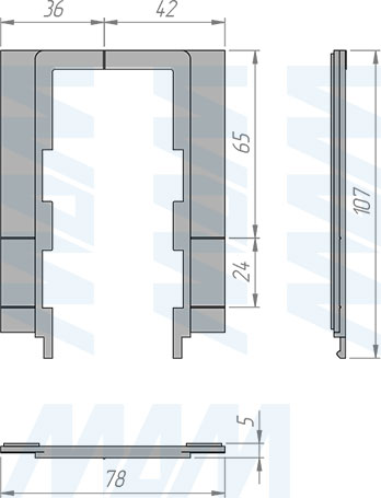 Размеры сенсорного диммируемого выключателя для зеркала, обогрев, электронные часы, 2 кнопки, 12/24В (артикул SW1-MR-TS-D-W-C), чертёж 2