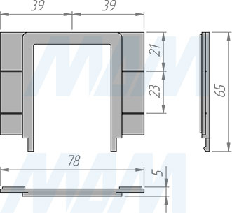 Размеры сенсорного диммируемого выключателя для зеркала, обогрев, 2 кнопки, 12/24В (артикул SW1-MR-TS-D-W), чертёж 2