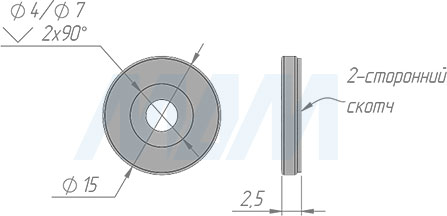 Размеры беспроводного диммируемый накладного инфракрасного (IR) датчика на преграду/на взмах руки (артикул SW1-RC-DS/MS-R), чертеж 2