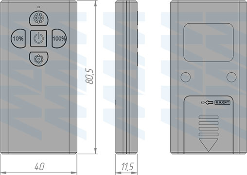 Размеры пульта ДУ для диммируемого выключателя (артикул SW1-RC-REM)