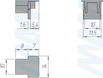 Размеры коннектора TRACK с разъемом для питания, 24 В, 120 Вт (артикул TK24-CON-END-NO), чертеж 2