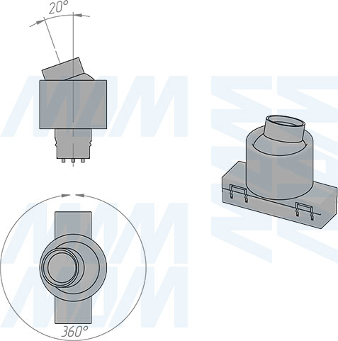 Размеры светодиодного светильника-спота TRACK, D=18 мм, 24 В, 1 Вт (артикул TK24-SP-D18-NW1), чертеж 2